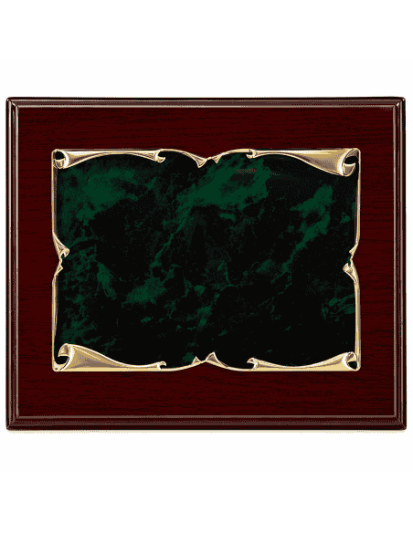 Placa Homenaje Aluminio Pergamino Dorado Fondo Esmalte Verde -  P-2096 ( Grabado Incluido)