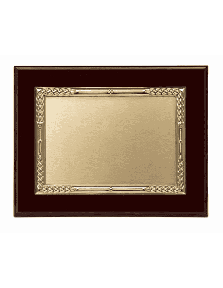 Placa Homenaje Aluminio Dorado con Espigas de Trigo - P-0001 ( Grabado Incluido)