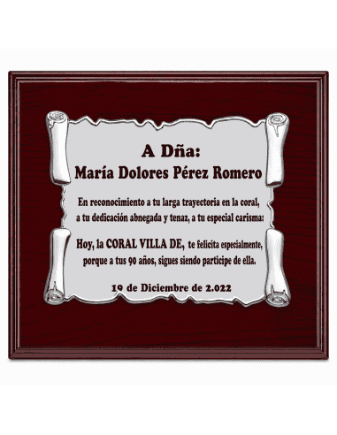 Placa Homenaje Aluminio Pergamino - P2105 (...