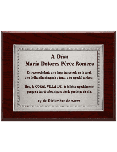Placa Homenaje Aluminio Marco Perlado -  P-2111...