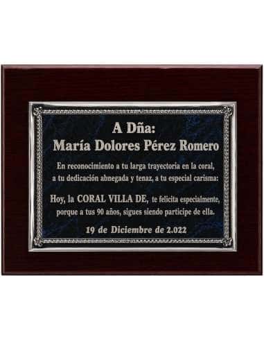Placa Homenaje Aluminio Esmaltado Azul Con...