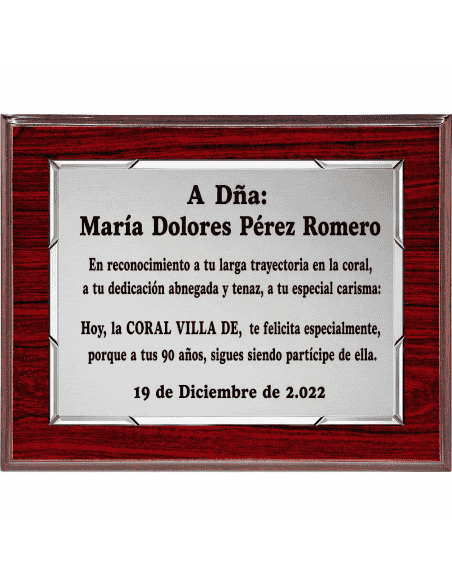 Placa Homenaje Marco Elegante - P-2134 ( Grabado Incluido)