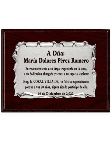 Placa Homenaje Aluminio Pergamino - P-2051(...