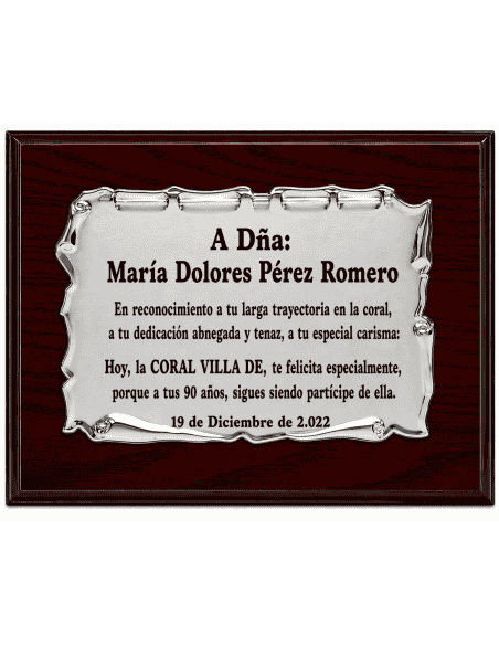 Placa Homenaje Aluminio Pergamino - P-2051( Grabado Incluido)