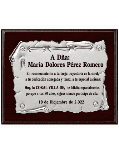 Placa Homenaje Aluminio Pergamino - P-2102 (...