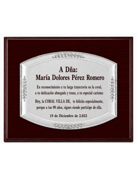Placa Homenaje Aluminio Bandeja con Laureles - P-0007 ( Grabado Incluido)