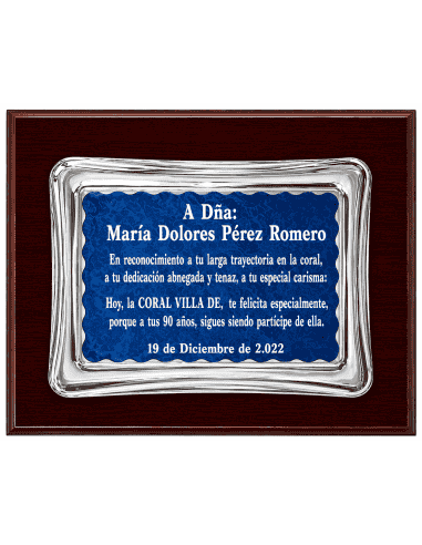 Placa Homenaje Aluminio doble Chapa con Forma...