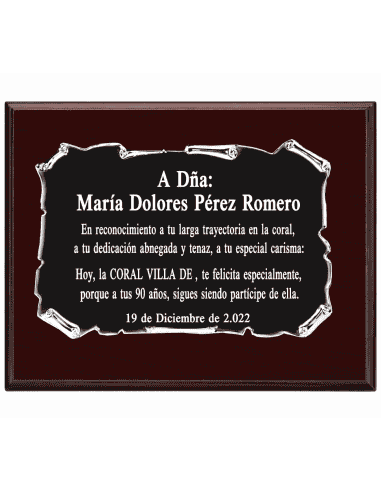 Placa Homenaje Aluminio Plateado lacado en...