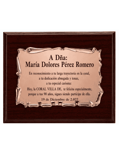 Placa Homenaje Aluminio Pergamino Rose - P-2046...