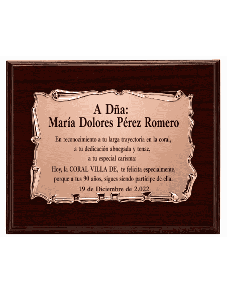 Placa Homenaje Aluminio Pergamino Rose - P-2046 ( Grabado Incluido)