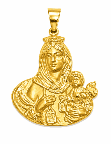 Medalla Busto de la virgen del Carmen - Oro Amarillo 18k