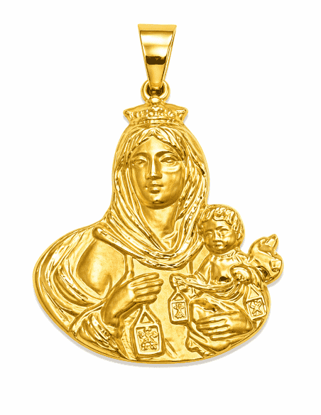 Medalla Busto de la virgen del Carmen - Oro Amarillo 18k