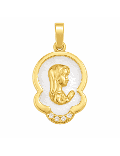 Medalla Virgen Niña con circonita - Oro amarillo 18K