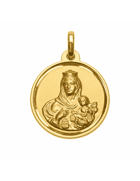 Medalla Virgen del Carmen y Corazón de Jesús - Oro Amarillo 18k