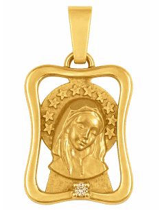 Medalla Virgen Niña con circonita - Oro Amarillo 18K
