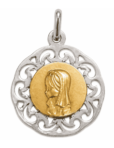 Medalla Virgen Niña - Oro amarillo 18k Y Plata de Ley