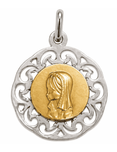 Medalla Virgen Niña - Oro amarillo 18k Y Plata de Ley