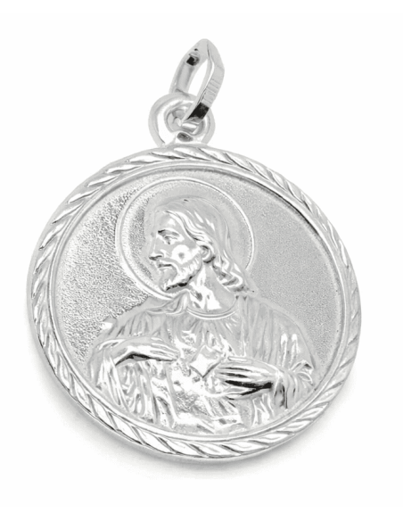 Medalla Escapulario Virgen del Carmen y Corazón de Jesús - Plata de ley