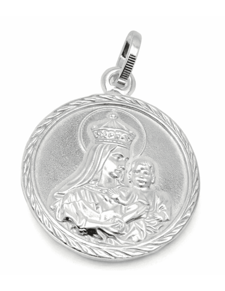 Medalla Escapulario Virgen del Carmen y Corazón de Jesús - Plata de ley