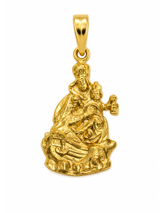 Medalla Virgen del Carmen sobre un barco - Oro Amarillo 18k