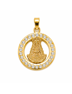 Medalla Virgen del Rocio con circonitas - Oro Amarillo 18K