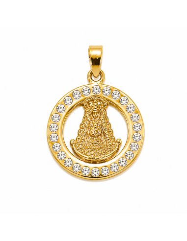 Medalla Virgen del Rocio con circonitas - Oro...