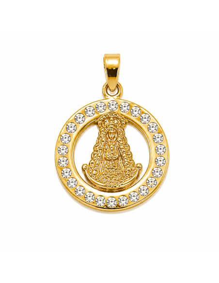 Medalla Virgen del Rocio con circonitas - Oro Amarillo 18K