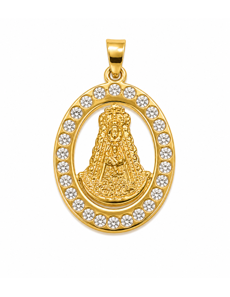 Medalla Virgen del Rocio con circonitas - Oro Amarillo 18K