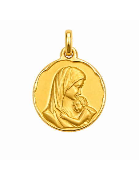 Medalla Virgen María con el Niño Jesús  - Oro Amarillo 18k