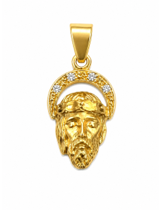 Colgante Cabeza de Cristo con Circonitas - Oro Amarillo 18K
