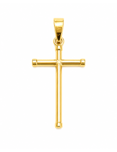 Colgante  Cruz Hueca de Tubo Redondo  - Oro Amarillo 18k