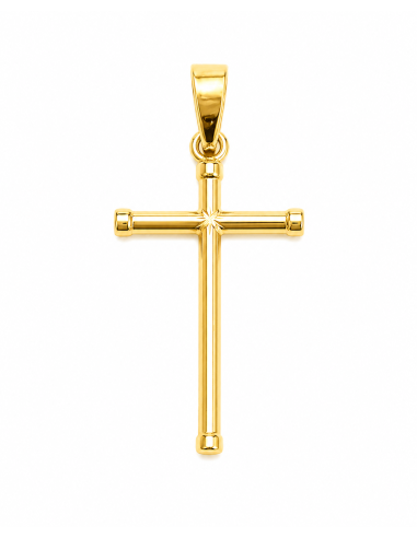 Colgante  Cruz Hueca de Tubo Redondo - Oro Amarillo 18k