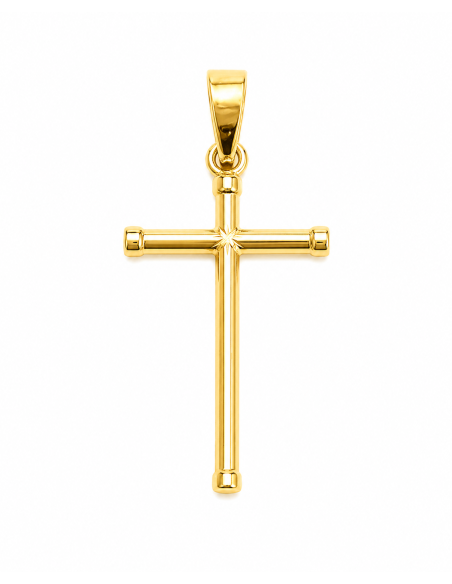Colgante  Cruz Hueca de Tubo Redondo - Oro Amarillo 18k