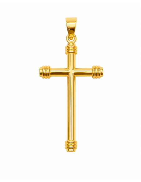 Colgante  Cruz Hueca de Tubo Redondo  - Oro Amarillo 18k