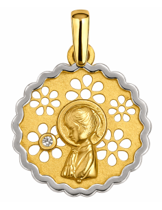 Medalla Virgen Niña con Circonita - Oro Amarillo 18K