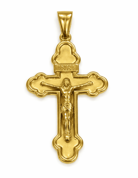 Colgante Cruz Cristo en Alto Relieve - Oro Amarillo 18k