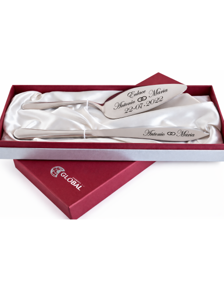 Estuche Cuchillo y Pala para Tarta de Acero (Personalizable)  – GA4023