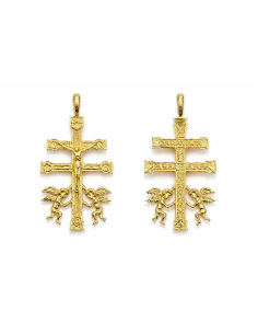 Colgante Cruz Caravaca doble cara - Oro Amarillo 18K