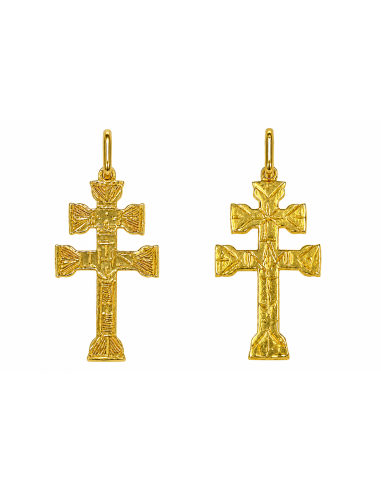 Colgante Cruz Caravaca sin Angeles - Oro Amarillo 18K