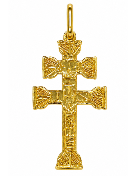 Colgante Cruz Caravaca sin Angeles - Oro Amarillo 18K
