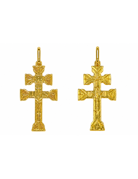 Colgante Cruz Caravaca sin Angeles - Oro Amarillo 18K