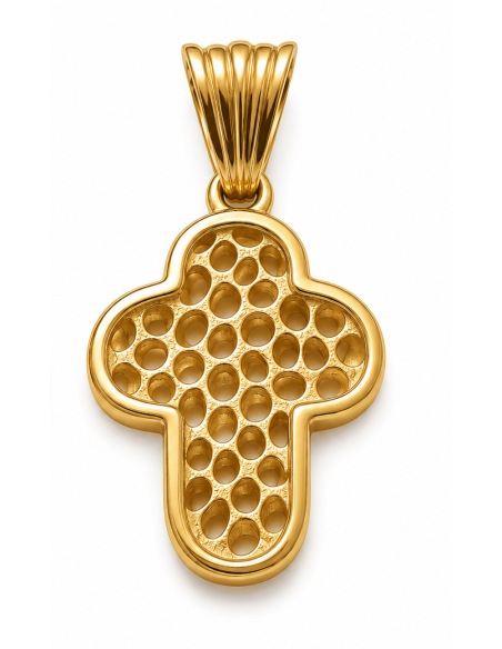 Colgante Cruz oro Bicolor - Oro Amarillo y Blanco 18K