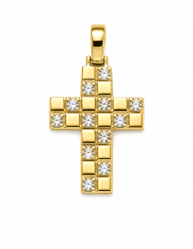 Colgante Cruz Lisa Texturizada con Detalle Diagonal - Oro Amarillo 18K