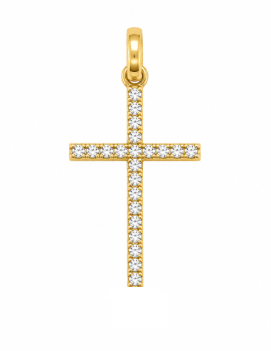 Colgante Cruz Circonitas - Oro Amarillo 18k