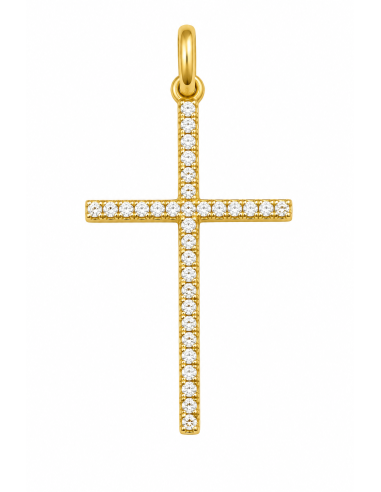 Colgante Cruz Circonitas - Oro Amarillo 18k