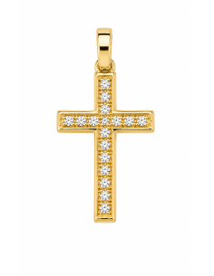 Colgante Cruz Circonitas - Oro Amarillo 18k