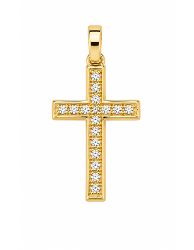Colgante Cruz Circonitas - Oro Amarillo 18k