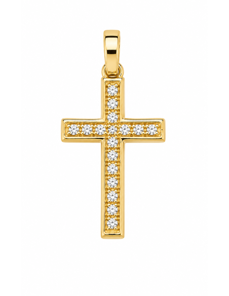 Colgante Cruz Circonitas - Oro Amarillo 18k