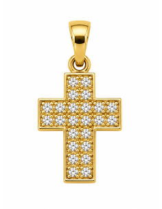Colgante Cruz con Pavé de Circonitas - Oro Amarillo 18K