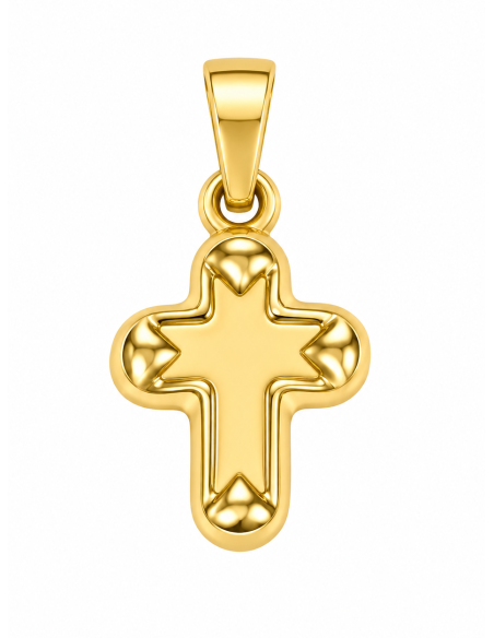 Colgante Cruz Lisa Redondeada - Oro Amarillo 18K